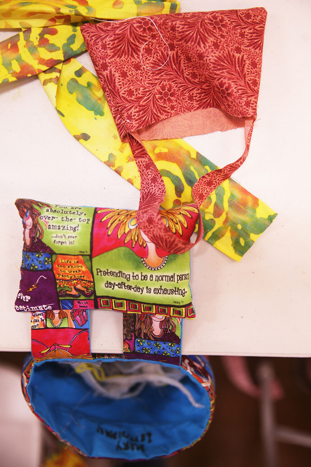 Many of the girls had time to make extra items out of fabric